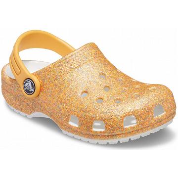 Crocs Classic Glitter Girls' Clogs Gold | Australia 1495DFMN